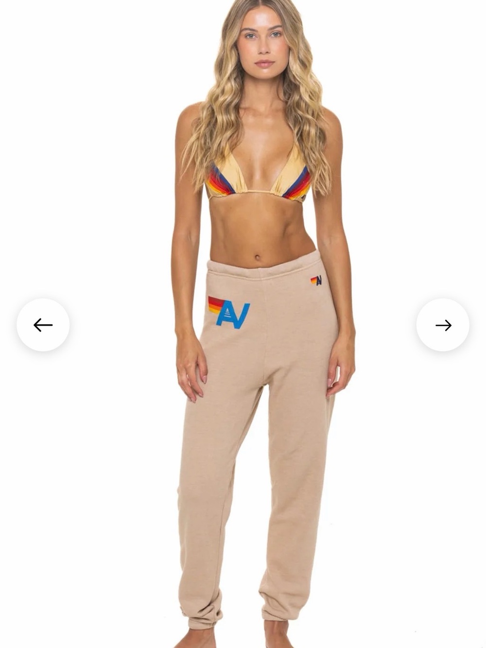 AVIATOR NATION LOGO SWEATPANTS - SAND COLOR - SIZE XS